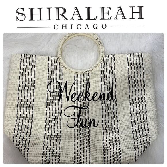 NWOT Shiraleah Chicago cream/Black/Gold "Weekend Fun" Tote‎ - Picture 1 of 10